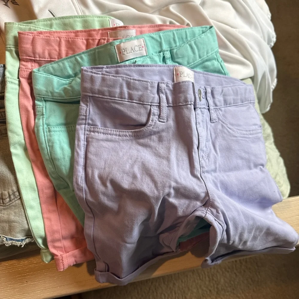 The Children's Place Pastel Shorts Trio - Lavender, Mint, Coral